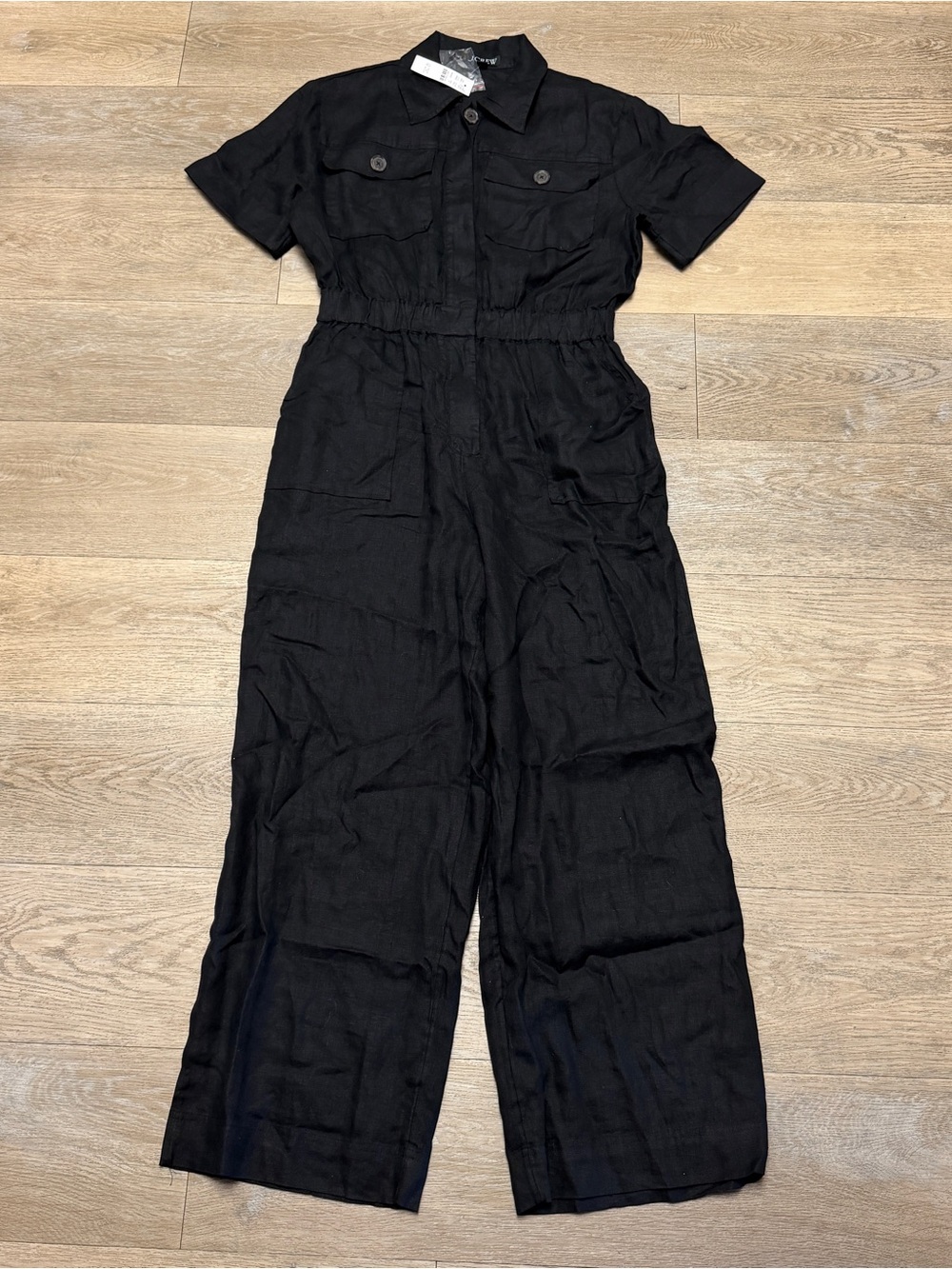 J. Crew NWT Wide Leg Linen Jumpsuit in Black Size 8